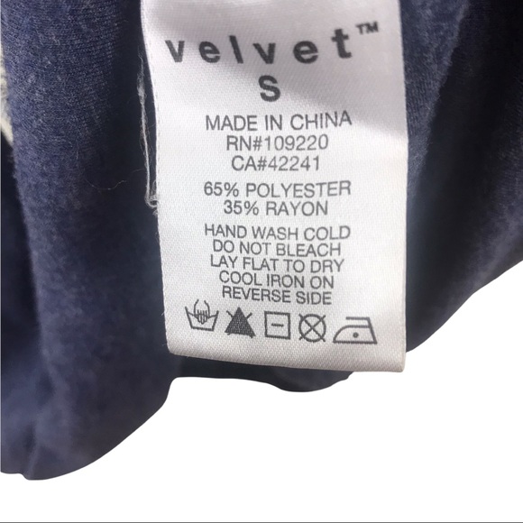 VELVET Brushed Blue Top Lace Button Front Small Puff Sleeves Cottage Core - Picture 6 of 6